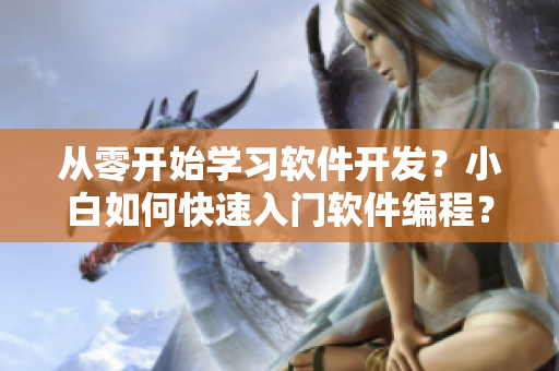 从零开始学习软件开发？小白如何快速入门软件编程？