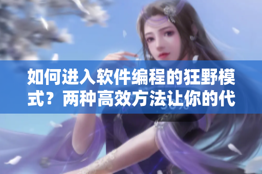 如何进入软件编程的狂野模式？两种高效方法让你的代码更加震撼！