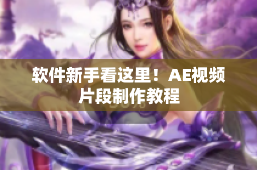 软件新手看这里！AE视频片段制作教程