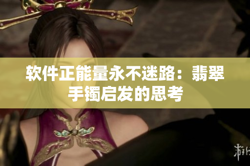 软件正能量永不迷路：翡翠手镯启发的思考