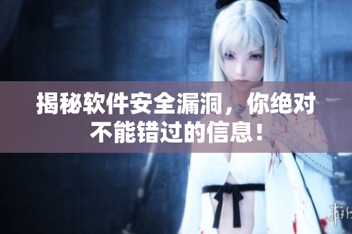 揭秘软件安全漏洞，你绝对不能错过的信息！