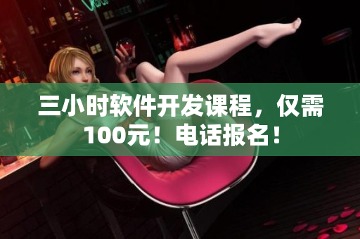 三小时软件开发课程，仅需100元！电话报名！