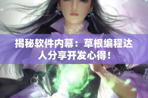 揭秘软件内幕：草根编程达人分享开发心得！