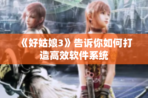 《好姑娘3》告诉你如何打造高效软件系统
