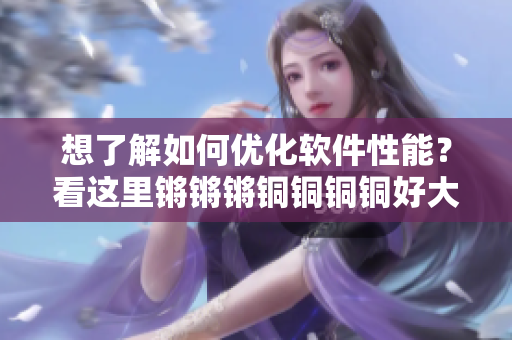 想了解如何优化软件性能？看这里锵锵锵铜铜铜铜好大！