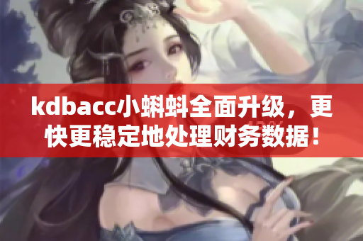 kdbacc小蝌蚪全面升级，更快更稳定地处理财务数据！