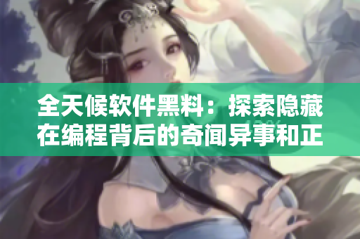 全天候软件黑料：探索隐藏在编程背后的奇闻异事和正能量故事