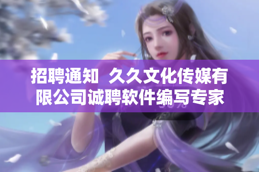 招聘通知  久久文化传媒有限公司诚聘软件编写专家