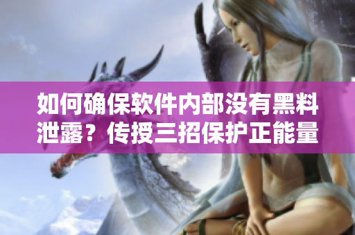 如何确保软件内部没有黑料泄露？传授三招保护正能量的翡翠级数据密钥策略！