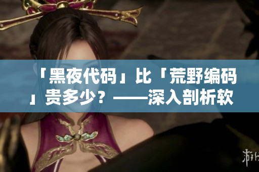 「黑夜代码」比「荒野编码」贵多少?——深入剖析软件行业内涵和发展趋势 「黑夜代码」比「荒野编码」贵多少?——深入剖析软件行业内涵和发展趋势