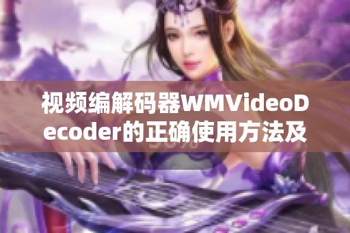 视频编解码器WMVideoDecoder的正确使用方法及故障排除