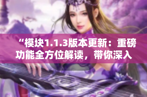 “模块1.1.3版本更新：重磅功能全方位解读，带你深入了解最新升级内容”