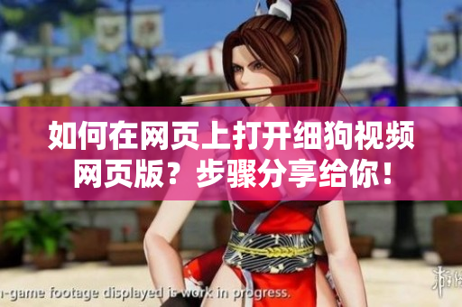 如何在网页上打开细狗视频网页版？步骤分享给你！