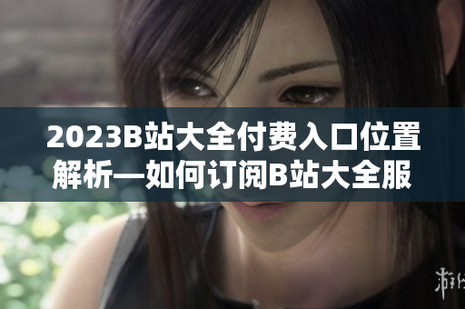 2023B站大全付费入口位置解析—如何订阅B站大全服务