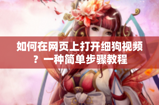 如何在网页上打开细狗视频？一种简单步骤教程