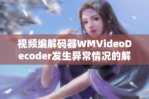 视频编解码器WMVideoDecoder发生异常情况的解决方法